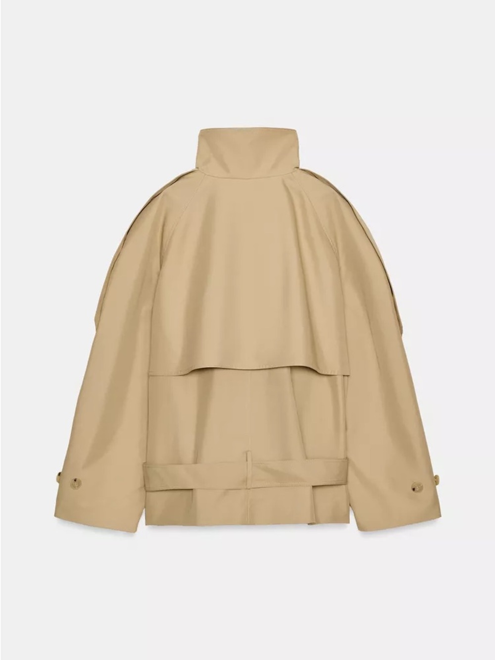 Zara Khaki Belted Short Trench Coat - Picture 4 of 7